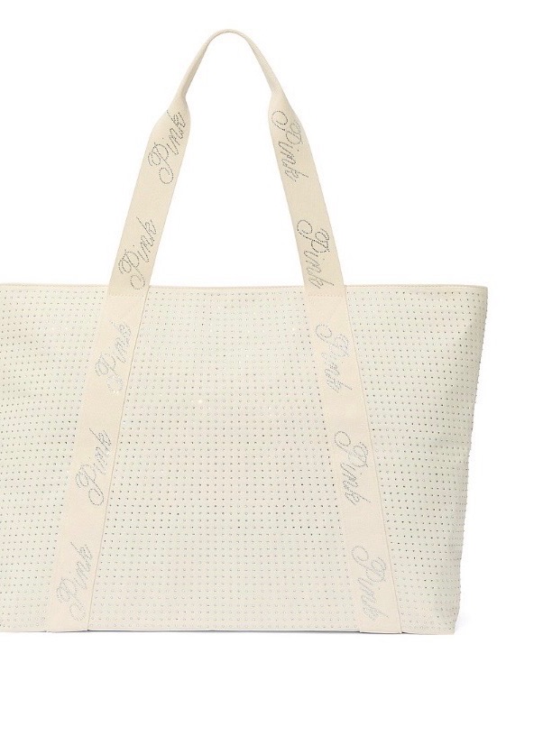 Pink Victoria's Secret Cream Perforated Tote With Branded Rhinestones & Blanket